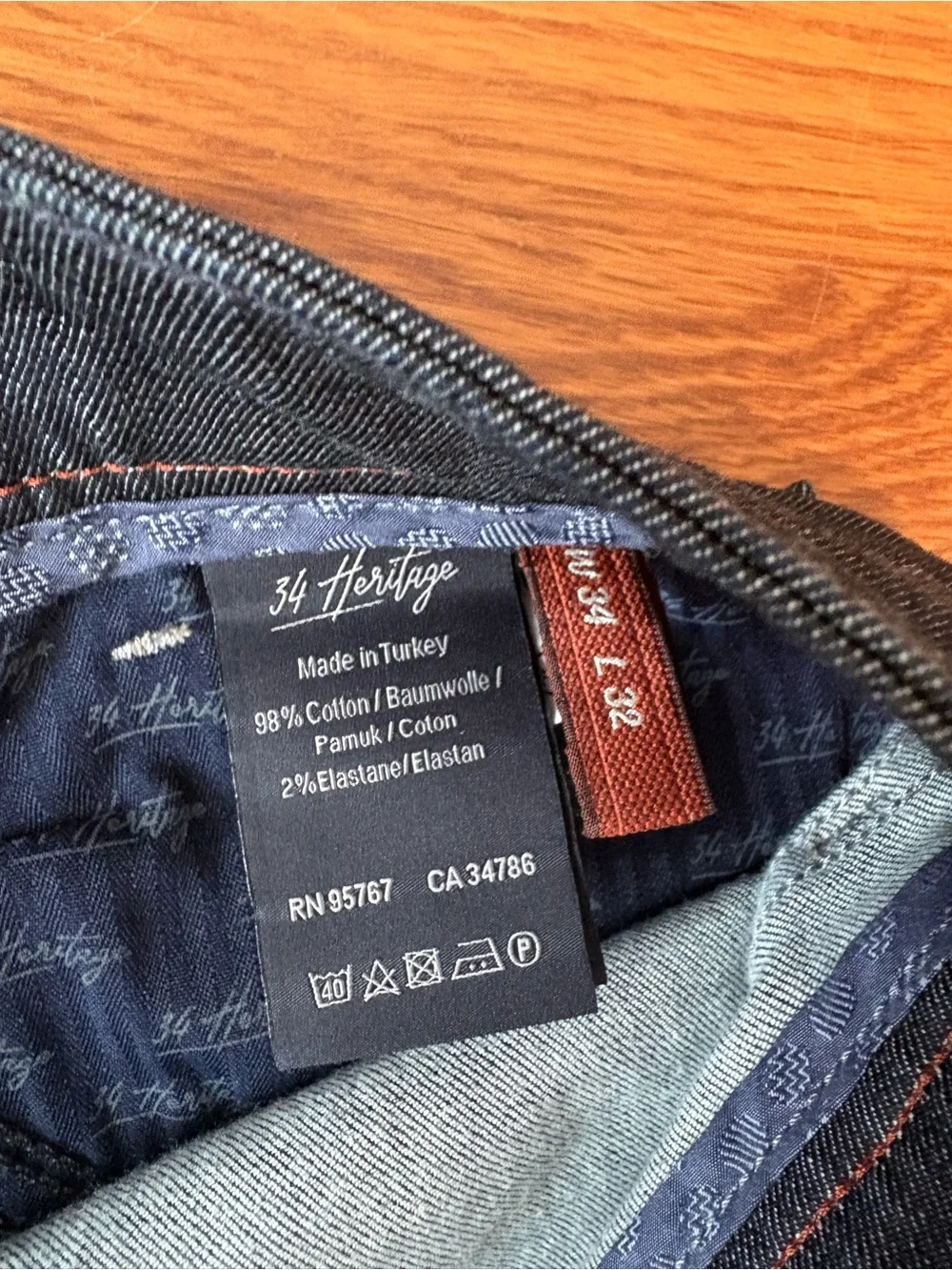 34 Heritage Charisma Jeans Men’s 34x34 Dark Wash Comfort Stretch Straight Leg